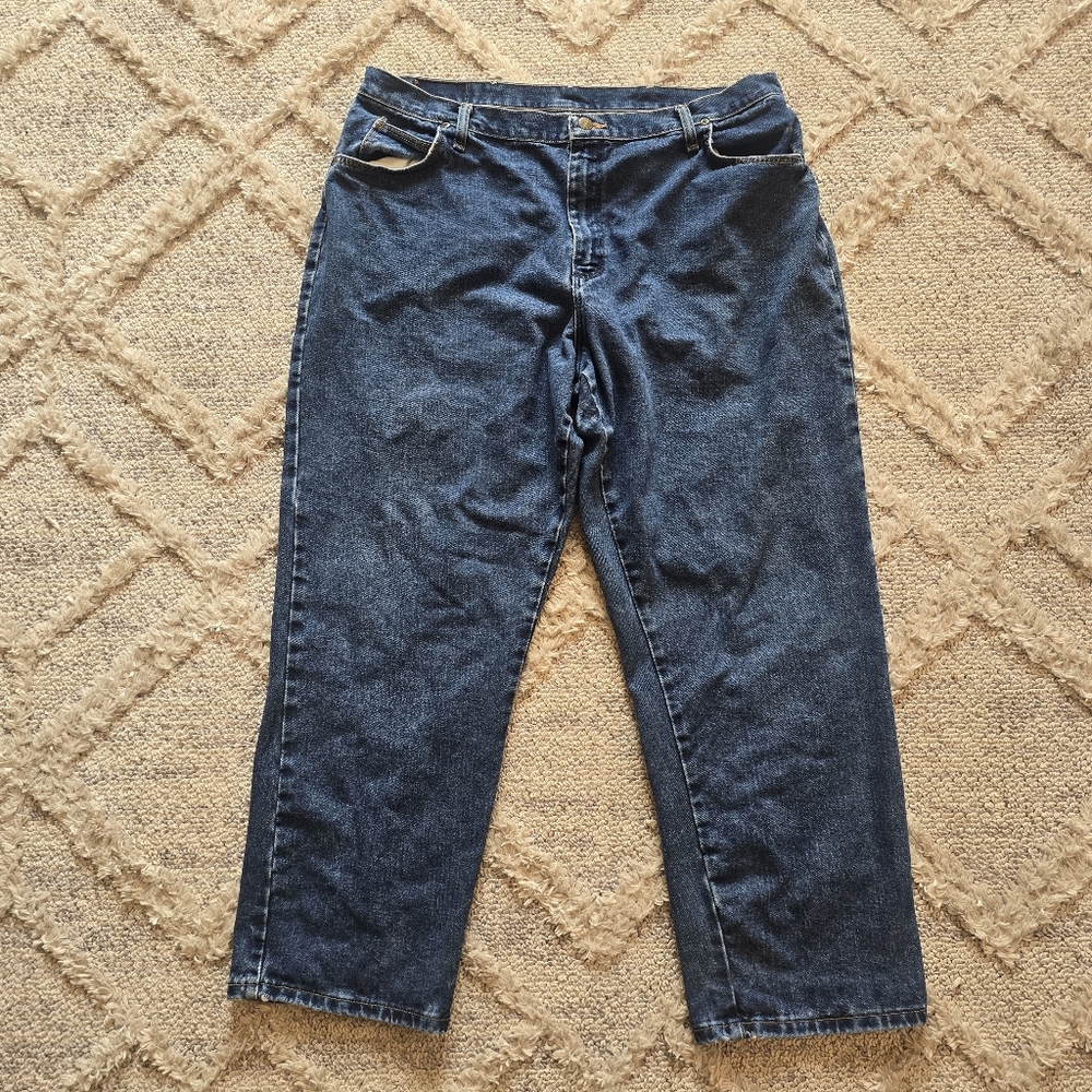 Wrangler Blues Women's Jeans Size 20x30 Plus Dark Blue Denim Straight Leg